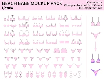 Beach Babe Canva Mockup Pack | Women's Swimwear Clothing Mockup Pack For Canva