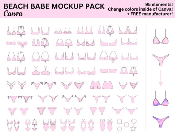 Beach Babe Canva Mockup Pack | Women's Swimwear Clothing Mockup Pack For Canva