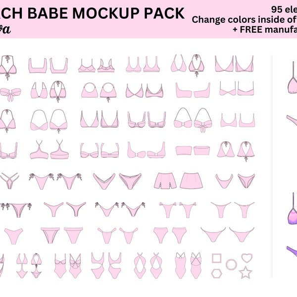 Pack de maquettes en toile Beach Babe | Pack de maquettes de vêtements de bain pour femme pour Canva