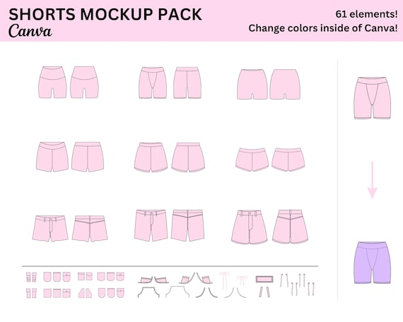 Shorts Canva Mockup Pack | Women's Clothing Mockup Pack For Canva