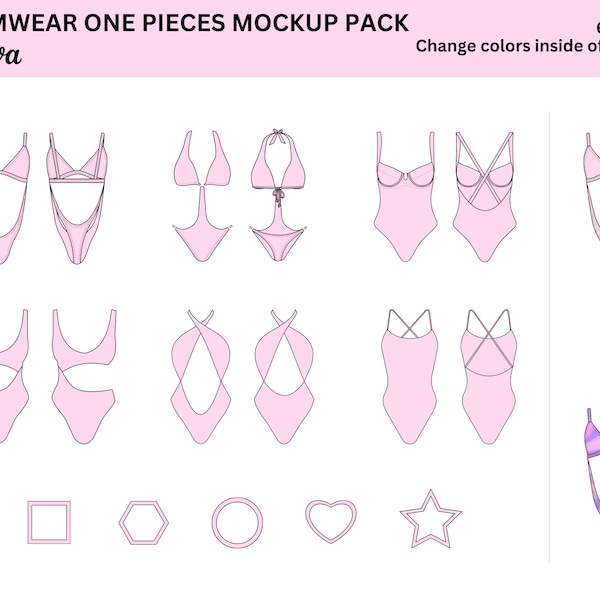 Swimwear One Pieces Canva Mockup Pack | Women's Swimwear Clothing Mockup Pack For Canva