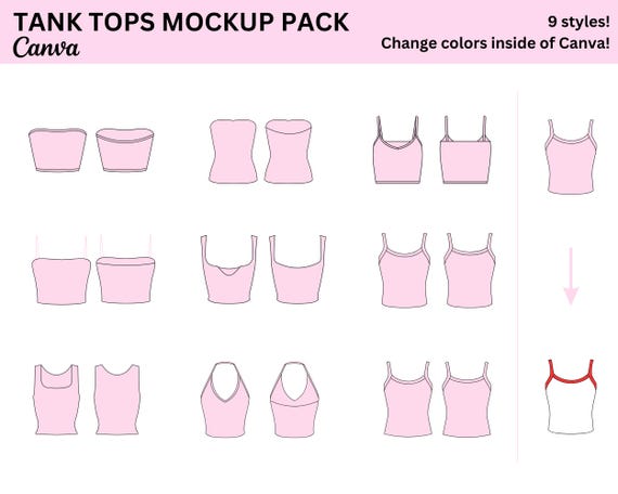 Tank Tops Canva Mockup Pack | Women's Clothing Mockup Pack For Canva