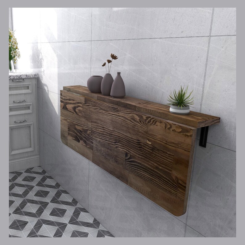 Natural Wood Murphy Table Wall Mounted Folding Kitchen Table Etsy UK