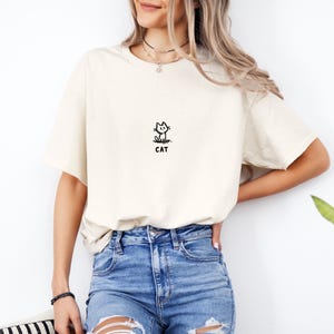 Cute Minimalistic Cat Graphic Unisex Heavy Cotton Tee, Cat Lover Gift, Casual Wear, Animal Lover Shirt, Cat Lady Shirt