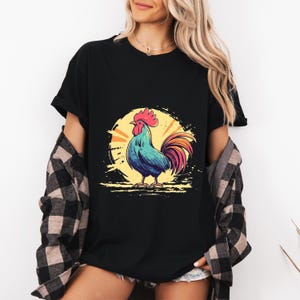 Vintage Rooster Graphic Tee, Fun Unisex Heavy Cotton T-Shirt, Farmhouse Style Top, Chicken Lover Gift, Retro Graphic Shirt