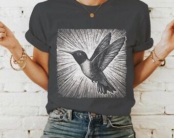 Kolibri Graphic Tee - Unisex Boho Style Schweres Baumwoll-Shirt