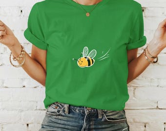 T-shirt unisex in cotone pesante ispirata alle api, maglietta con un'ape adorabile, regalo per gli amanti della natura, capo essenziale per il guardaroba estivo, moda ecologica