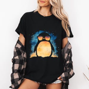 Cool Penguin Unisex Tee, Summer Shirt, Gift for Animal Lovers, Penguin Sunglasses Shirt, Beach Vibes Top, Funny Penguin Top