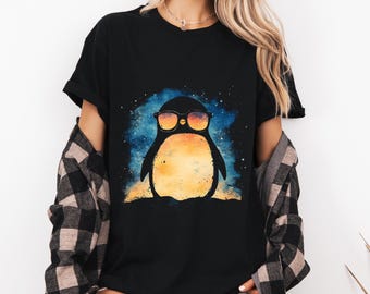 Cooles Pinguin Unisex T-Shirt, Sommer Shirt, Geschenk für Tierliebhaber, Pinguin Sonnenbrille Shirt, Strand Vibes Top, lustiges Pinguin Top
