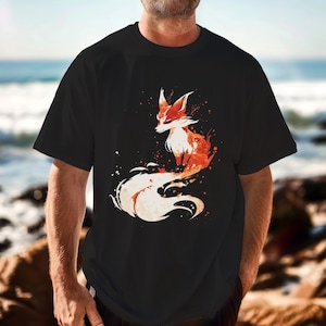 Stylish Fox Art Tee, Unisex Cotton T-Shirt, Casual Wear, Nature Lover Gift, Fall Fashion, Art Design Apparel, Animal Lover Shirt