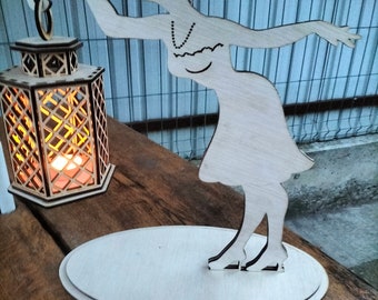 Standing Lamp,Lady holding  lamp dxf,for 4mm plywood