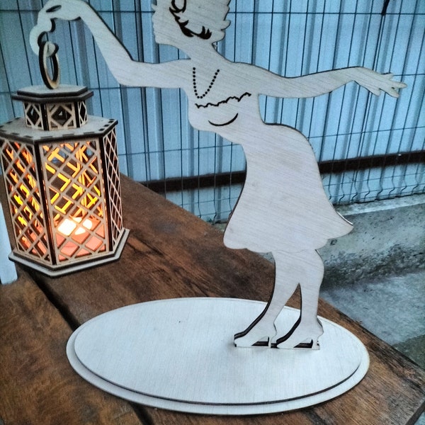 Standing Lamp,Lady holding  lamp dxf,for 4mm plywood