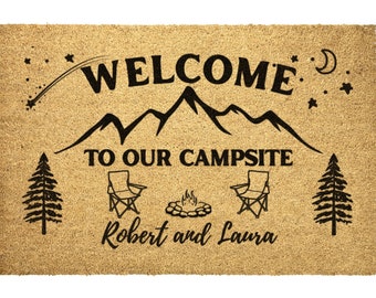 Personalized Outdoor Mat for Camper, Custom RV Doormat for Camping lovers, Thick Camper Door Mat