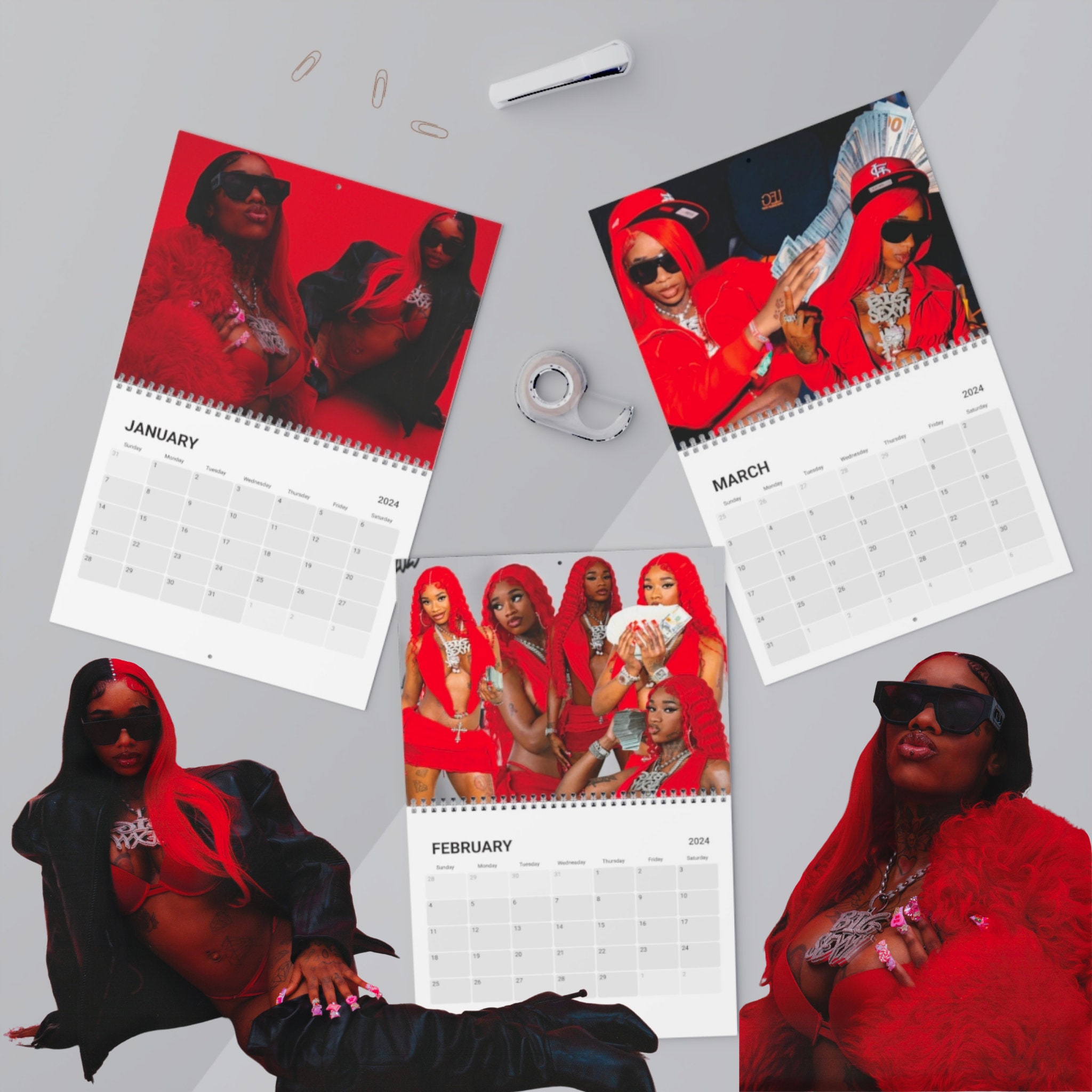 Calendrs Red Sexyy Red 2024 Wall Calendar - Etsy