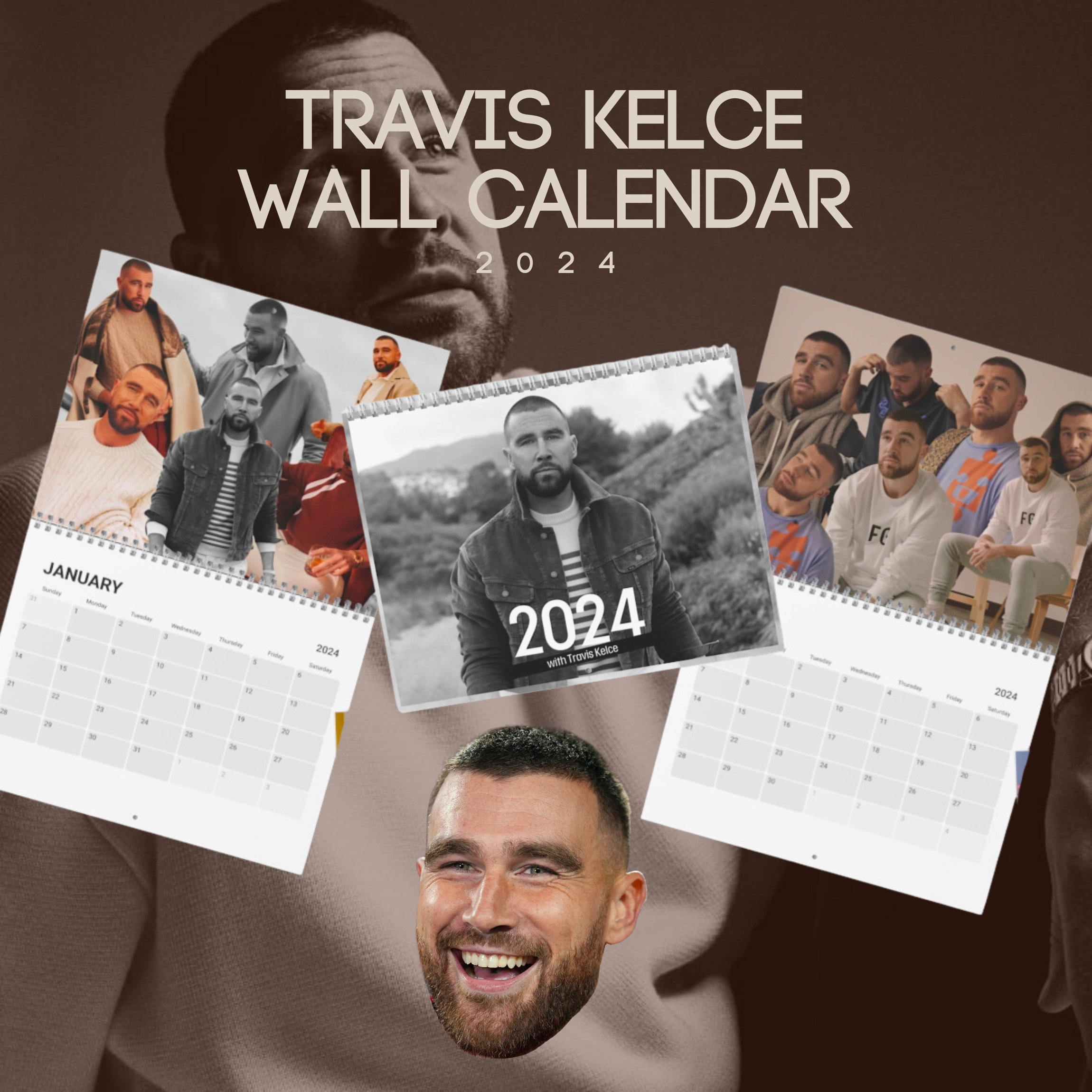Travis Kelce 2024 Wall Calendar, Travis Kelce Fan Gift, Trace Kelce
