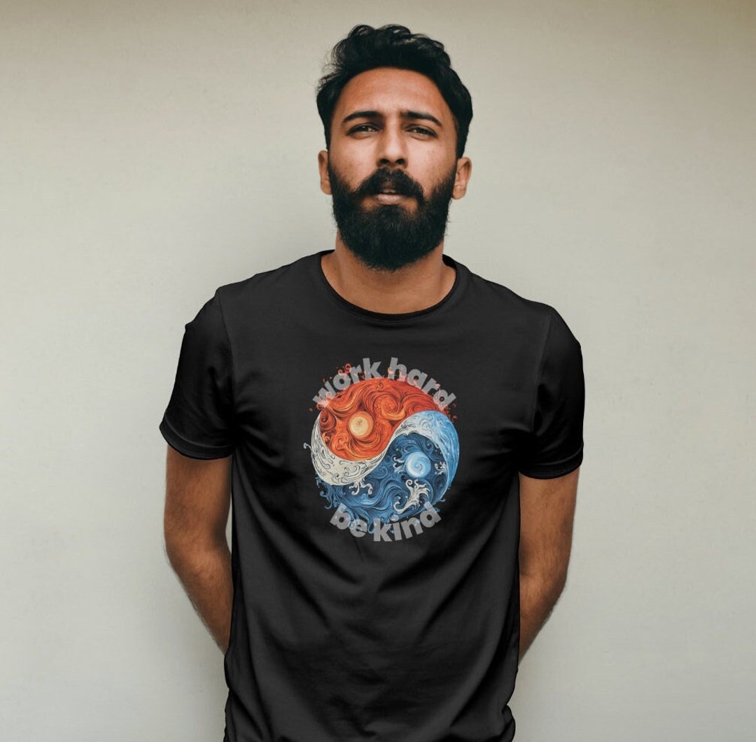 Yin & Yang Work Hard, Be Kind - Etsy