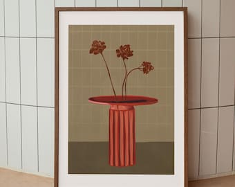 Modernes Stillleben Poster, Rost Terrakotta Vase, Küche Esszimmer Wandkunst
