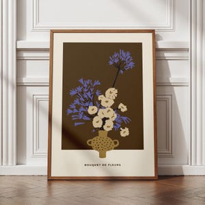 Póster floral vintage, impresión de jarrón abstracto dibujado a mano, arte de pared botánico minimalista, decoración floral escandinava, descarga digital imprimible retro
