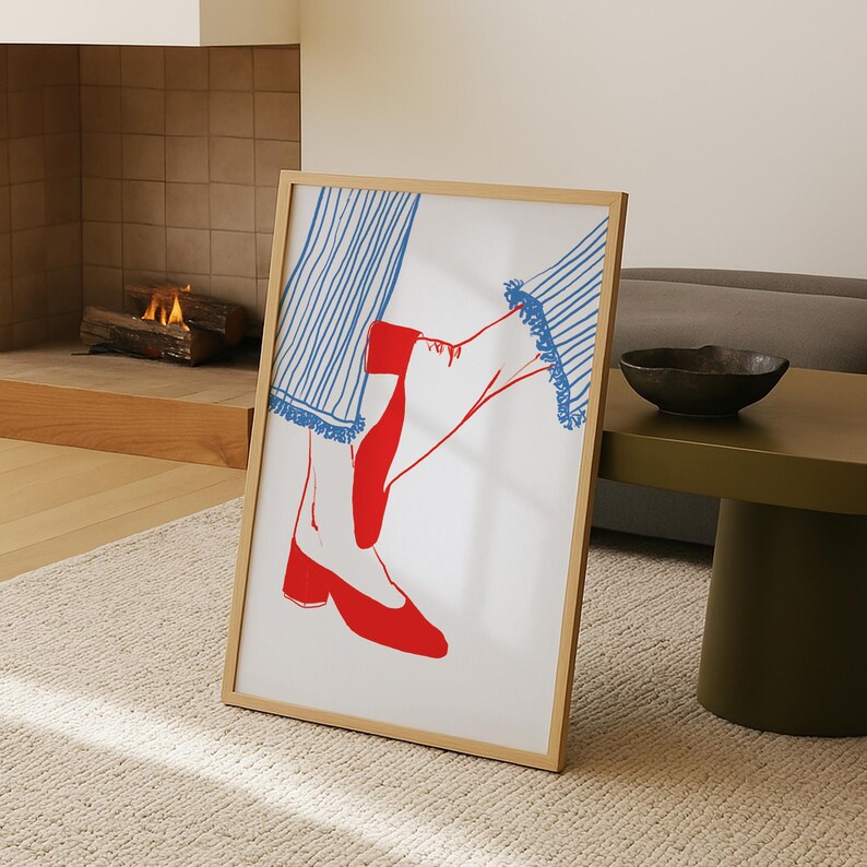 Red Shoes Wall Art Printable Poster Minimalist Fashion Line Drawing ...