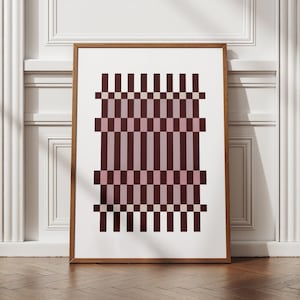 Minimalist Bauhaus Wall Art, Abstract Geometric Printable Poster, Mid Century Digital Print, Burgundy Aesthetic Decor, Japandi Style Print
