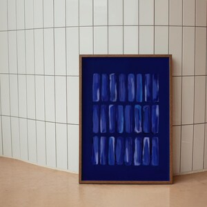 Deep navy abstract painting featuring layered brushstrokes. Ideal for minimalist, modern, or coastal decor. Instant digital poster download to elevate living rooms, offices, or gallery walls.