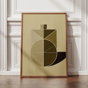 Póster de jarrón geométrico, arte de pared minimalista, impresión digital abstracta, decoración moderna del hogar, arte imprimible, tonos neutros, arte contemporáneo