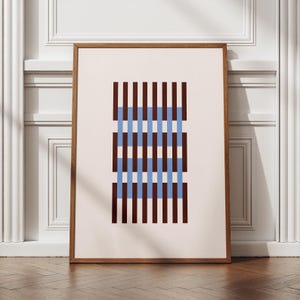 Minimalistische Streifen in Beige Braun Blau, modernes abstraktes Dekor, druckbare Bauhaus Wandkunst, dekoratives Poster, Scandi Print digitaler Download