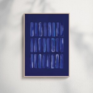 Deep navy abstract painting featuring layered brushstrokes. Ideal for minimalist, modern, or coastal decor. Instant digital poster download to elevate living rooms, offices, or gallery walls.