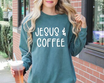 Jesús y Café SVG, Fe svg, Christian svg, Bible Verse svg, Religioso svg, Diseño para camisas, sudaderas con capucha, bolsos de mano y tazas (¡DIGITAL!)