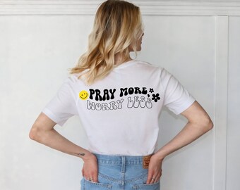 Ora más, Preocúpate menos SVG, Fe svg, Christian svg, Bible Verse svg, Religion svg, Diseño para camisas, sudaderas con capucha y tazas (¡DIGITAL!)