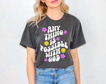 Todo es posible con Dios SVG, Fe svg, Christian svg, Bible Verse svg, Religion svg, Diseño para camisas, sudaderas con capucha y tazas (¡DIGITAL!)