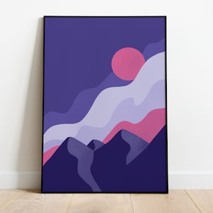 Poster Mountain Poster A3 A4 - illustration, art print, illustration, mountain, outdoor wall decoration, summit, poetic, mountain