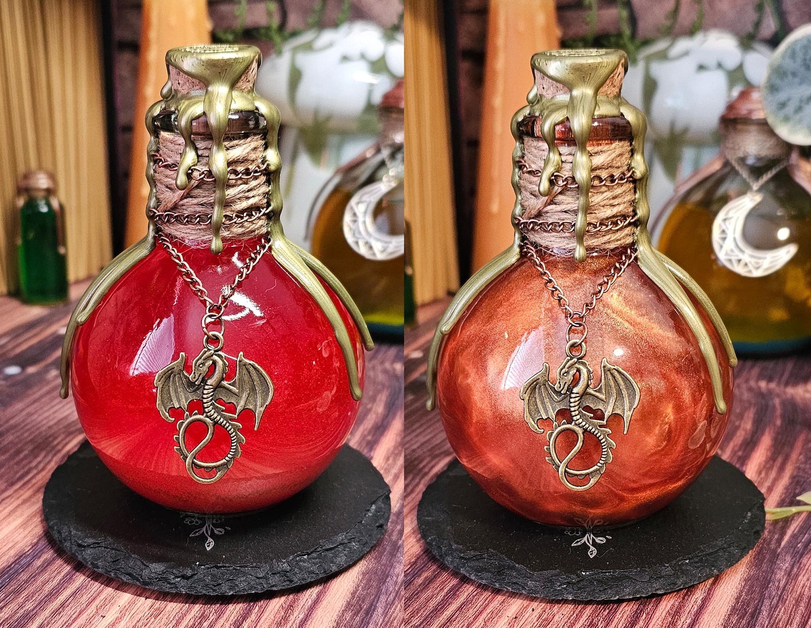 Health Potion: Color Changing Fantasycore Bottle with Charm - Dragon Charm, Just the Potion!