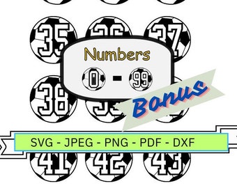 Soccer Ball Jersey Numbers 0-99 SVG: Team Fan Art (Digital Files)