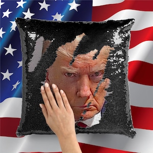 DONALD TRUMP - Präsident Trump Mugshot Pailletten-Kissenbezug