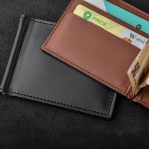 Slim Money Clip Wallet, wallet for men, Mens Leather Wallet, Black wallet, brown leather wallet, gift for him, minimalist wallet men.