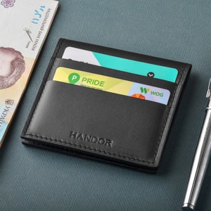 Cartera de cuero para tarjetas, cartera de cuero hecha a mano, cartera de cuero negro, cartera de cuero negro para tarjetas, cartera hecha a mano, cartera de cuero negra para tarjetas, billetera