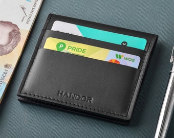 Cartera de cuero para tarjetas, cartera de cuero hecha a mano, cartera de cuero negro, cartera de cuero negro para tarjetas, cartera hecha a mano, cartera de cuero negra para tarjetas, billetera
