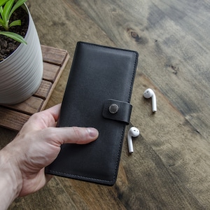 Cartera de cuero larga, Cartera larga para hombre, Cartera larga plegable para hombre, Cartera de cuero para hombre, Cartera larga para hombre, Regalo para esposo, Carteras para hombre, Regalo para hombre