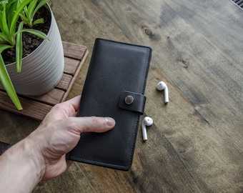 Lange lederen portemonnee, heren lange portemonnee, heren bifold lange portemonnee, lederen portemonnee heren lange portemonnee man cadeau, portefeuilles voor mannen, cadeau voor mannen