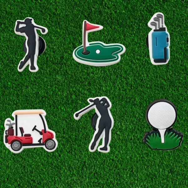 Golf Croc Charms | Golfer Shoe Charms | Golf Cart | Golf Ball | Golf Tee | Golf Club Charms By Charm Locker
