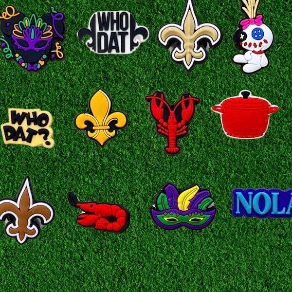 Nola Croc Charms | New Orleans Shoe Charms | Mardi Gras | Saint | Cajun | Crawfish | Creole | Charms By Charm Locker