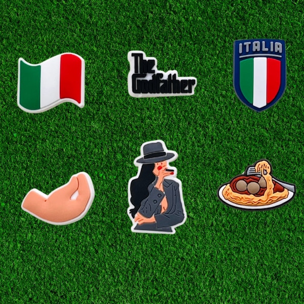 Italian Croc Charms | Flag Shoe Charms | Spaghetti | Zen | Italia | Italy | Foodie Charms By Charm Locker