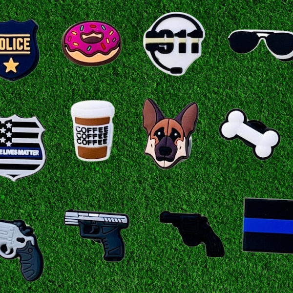 Police Croc Charms | 911 Shoe Charms | Canine | Pistol | Police Badge | Sheriff | Thin Blue Line | Charms By Charm Locker