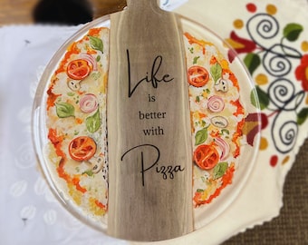 15in Diameter Hand-painted PIZZA BOARD- Clear resin