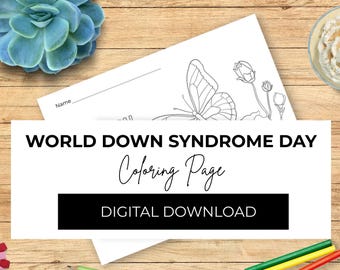 Desenho para colorir do Dia Mundial da Síndrome de Down: Imprimível para a sala de aula (Arquivo digital)