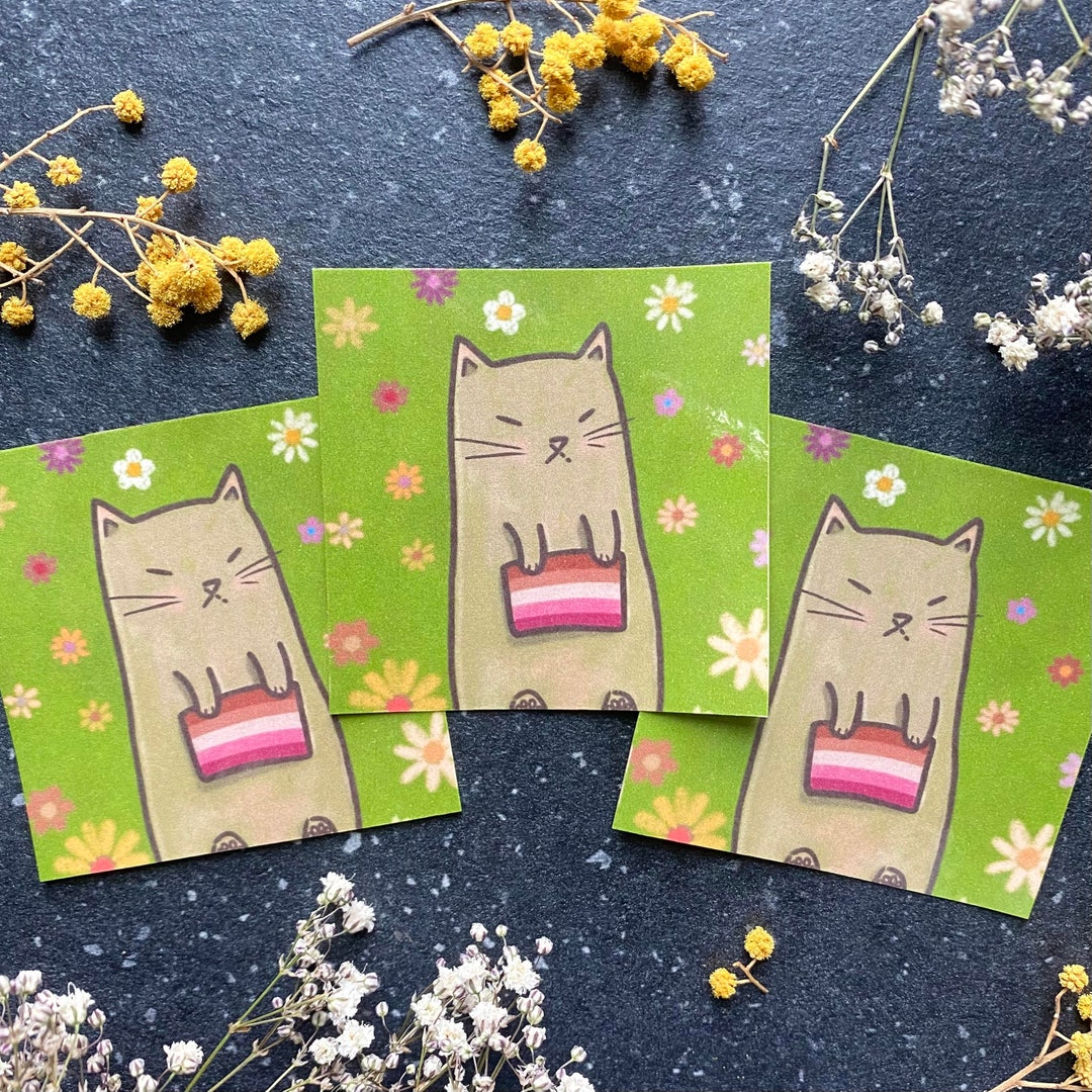 Cat With Lesbian Flag Sticker - Etsy