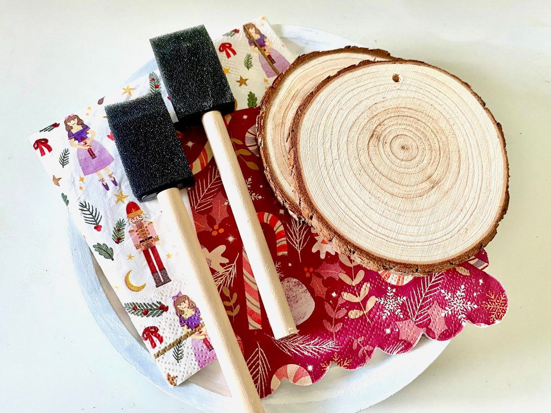 Wood Slice Ornament Decoupage Kit Etsy