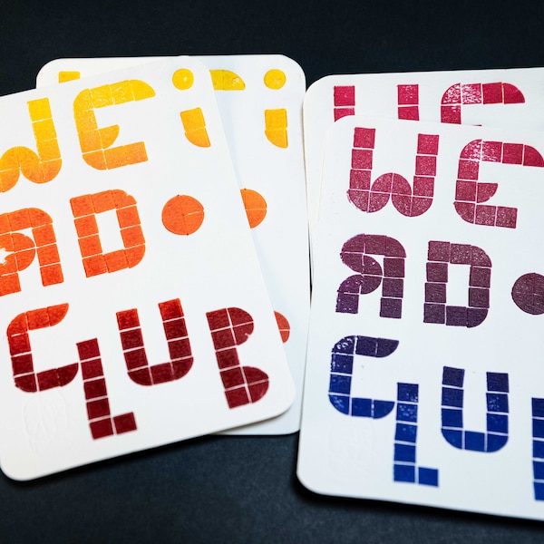 Weirdo Club -Handgedruckte Postkarten - Lego Letterpress Motiv
