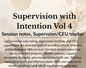 ABA Supervision Tracker | RBT Planner | CEU Tracker | bcba Printable Download